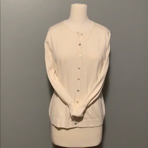 August Silk really soft cream button down sweater